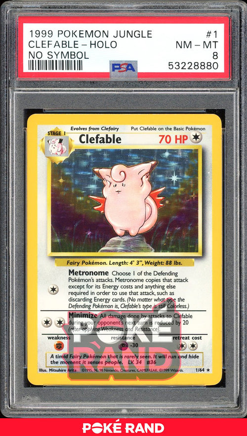 Clefable No Symbol - PSA 8 - Jungle - #1 - Holo