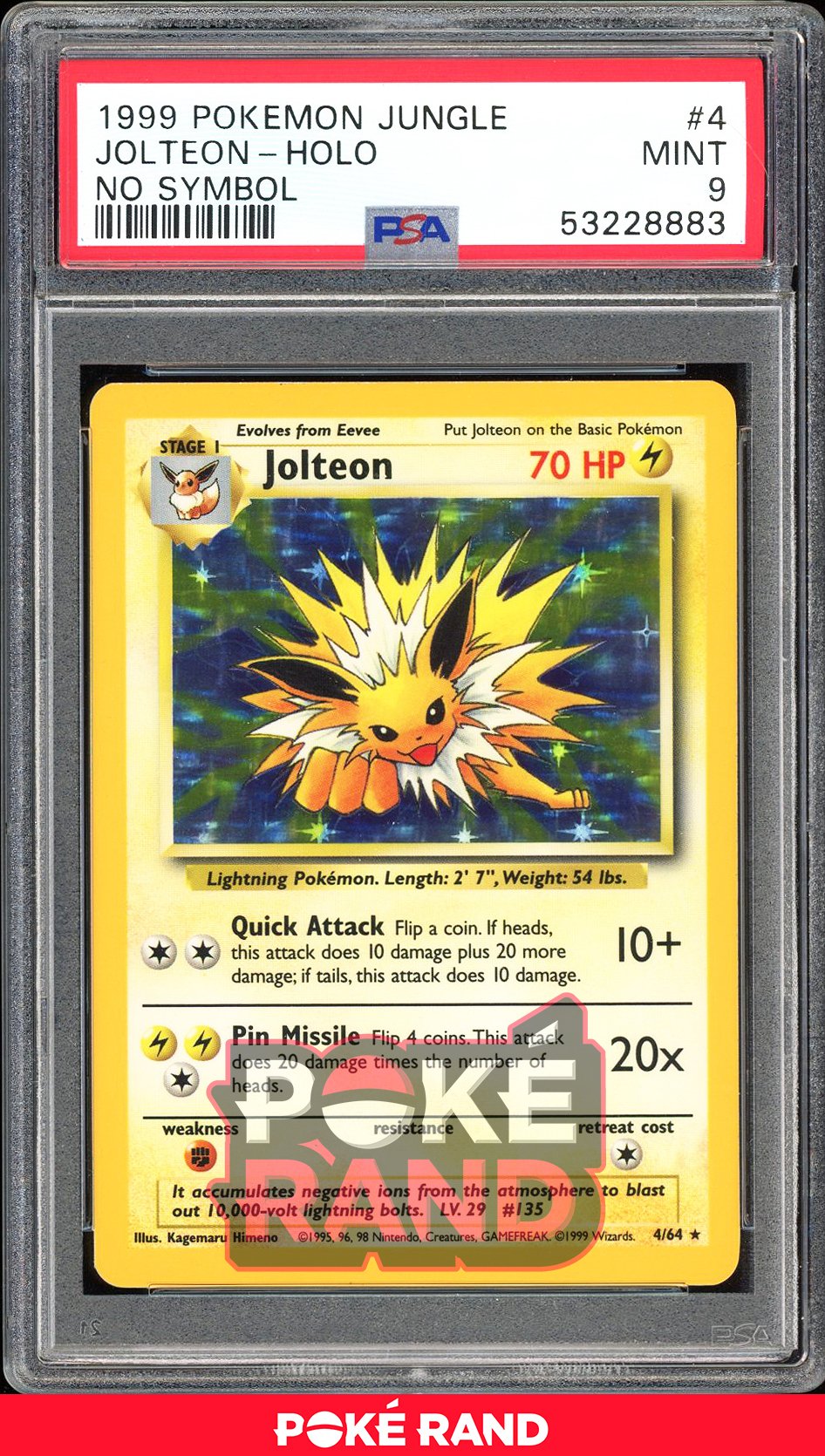 Jolteon No Symbol - PSA 9 - Jungle - #4 - Holo
