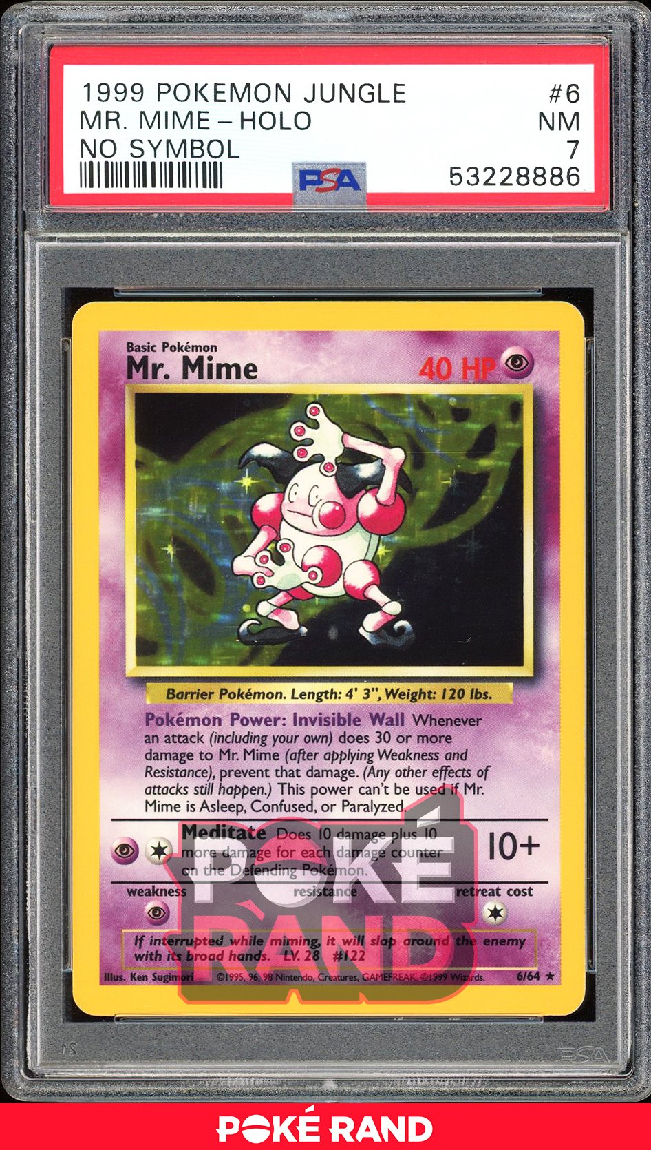 Mr. Mime No Symbol - PSA 7 - Jungle - #6 - Holo