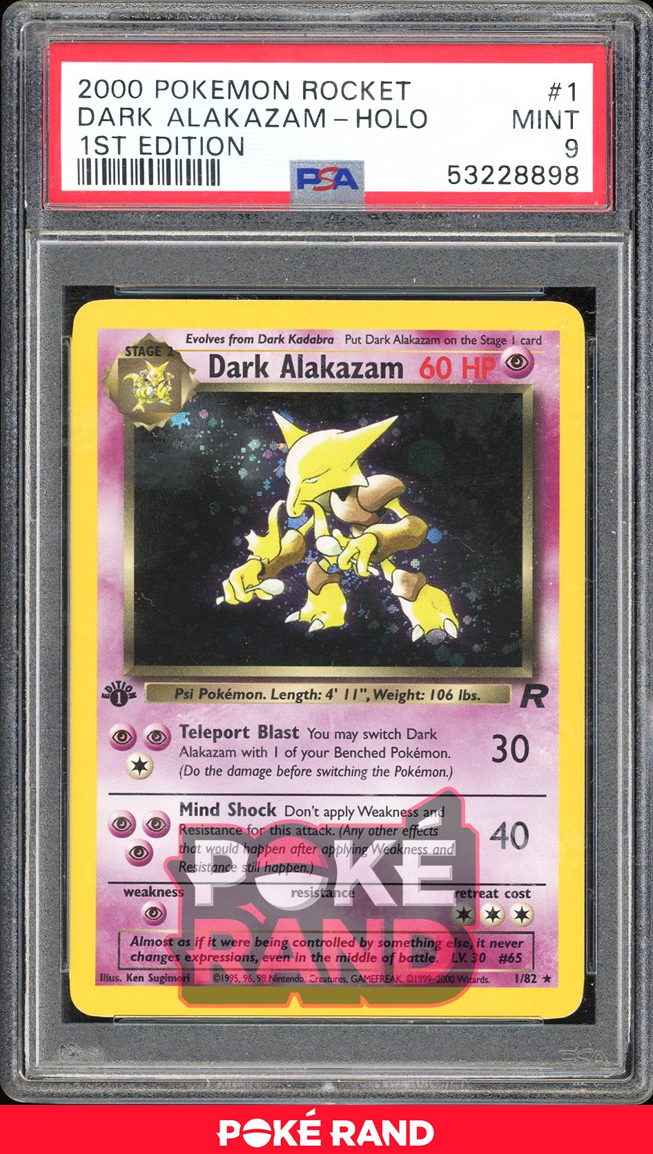 Dark Alakazam 1St Edition - PSA 9 - Team Rocket - #1 - Holo