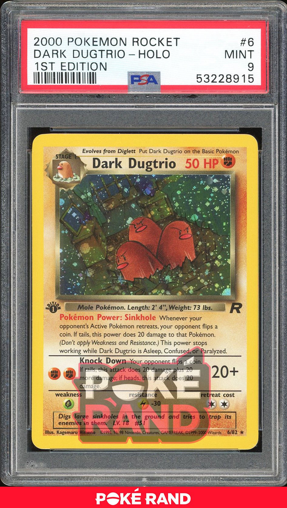 Dark Dugtrio 1St Edition - PSA 9 - Team Rocket - #6 - Holo
