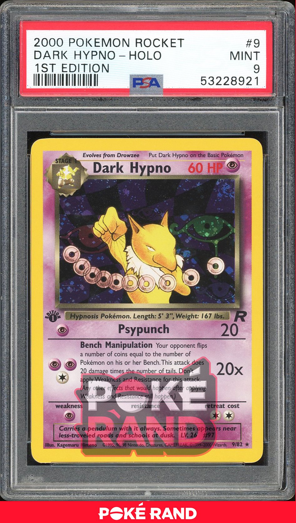 Dark Hypno 1St Edition - PSA 9 - Team Rocket - #9 - Holo