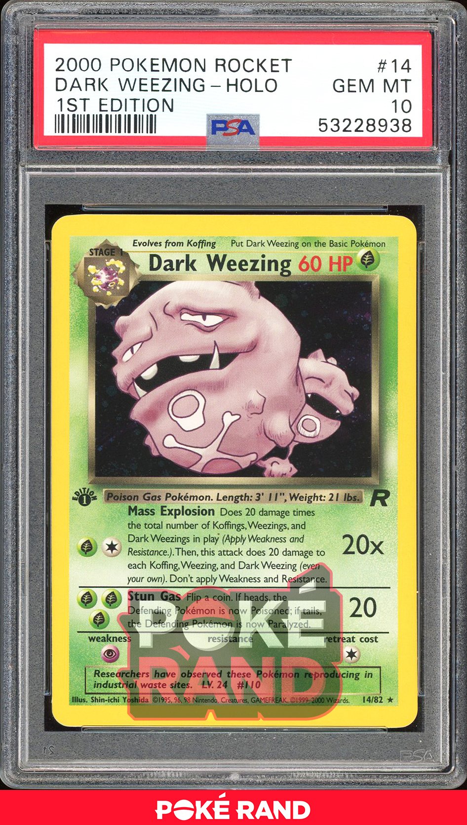 Dark Weezing 1St Edition - PSA 10 - Team Rocket - #14 - Holo
