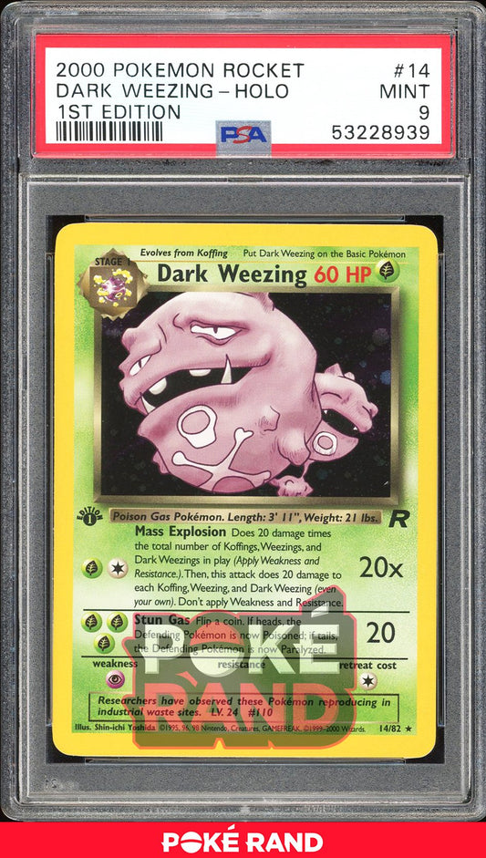 Dark Weezing 1St Edition - PSA 9 - Team Rocket - #14 - Holo