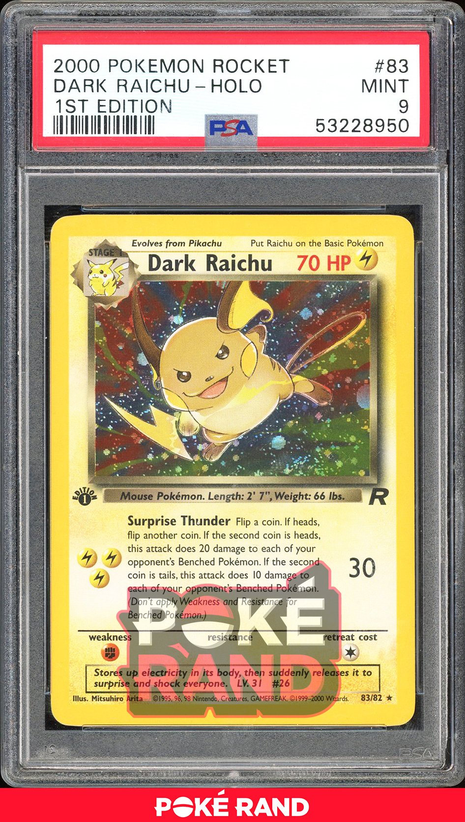Dark Raichu 1St Edition - PSA 9 - Team Rocket - #83 - Holo