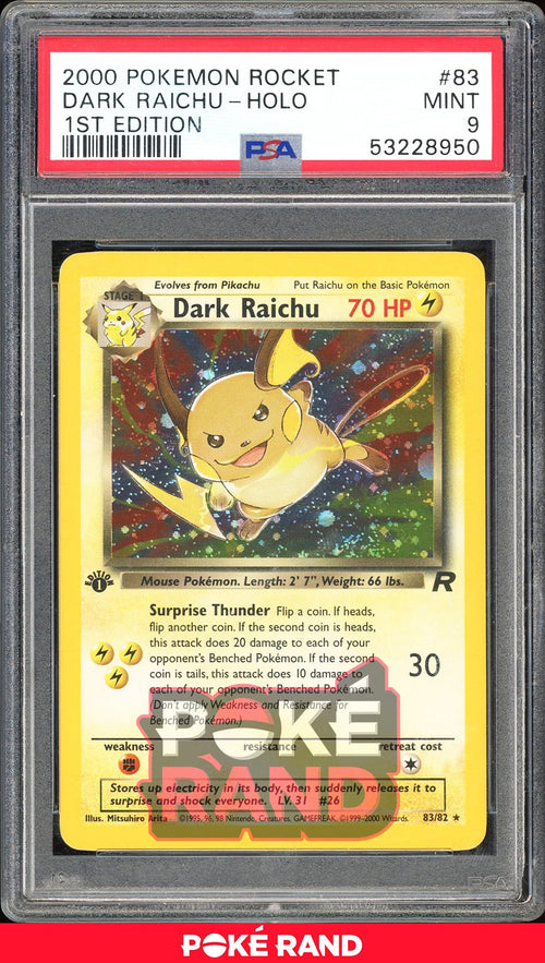 Dark Raichu 1St Edition - PSA 9 - Team Rocket - #83 - Holo