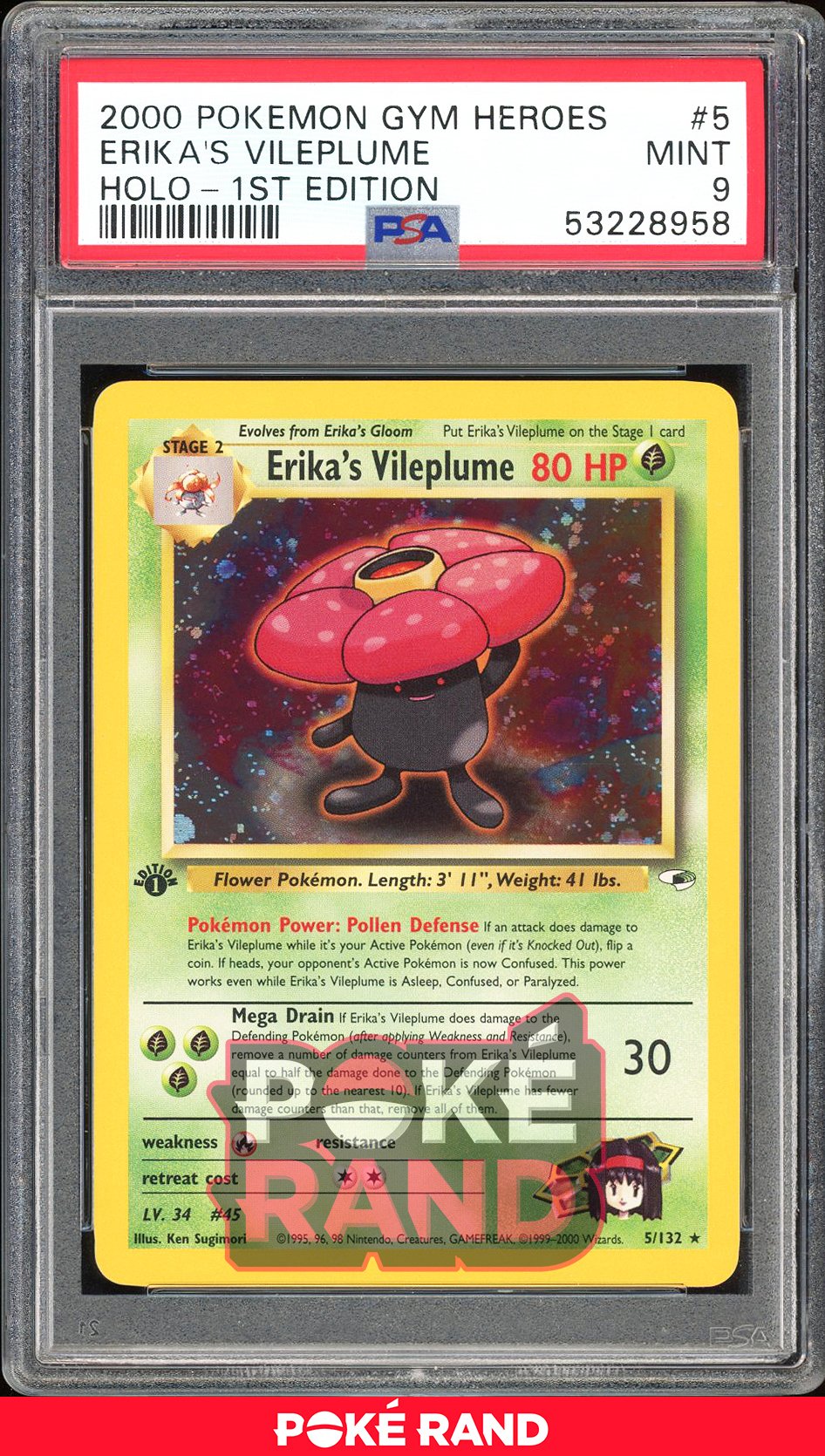 Erika'S Vileplume 1St Edition - PSA 9 - Gym Heroes - #5 - Holo