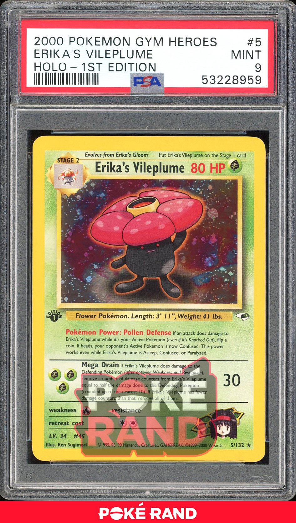 Erika'S Vileplume 1St Edition - PSA 9 - Gym Heroes - #5 - Holo