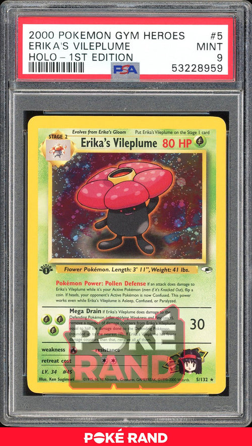 Erika'S Vileplume 1St Edition - PSA 9 - Gym Heroes - #5 - Holo