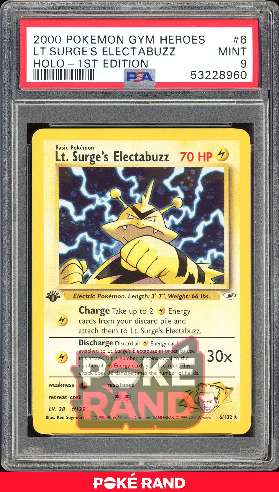 Lt. Surge'S Electabuzz 1St Edition - PSA 9 - Gym Heroes - #6 - Holo