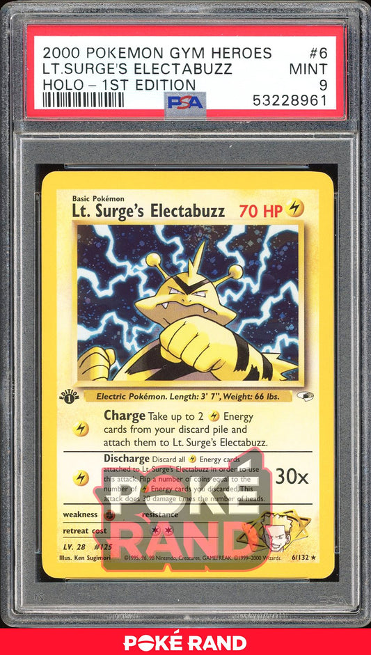 Lt. Surge'S Electabuzz 1St Edition - PSA 9 - Gym Heroes - #6 - Holo