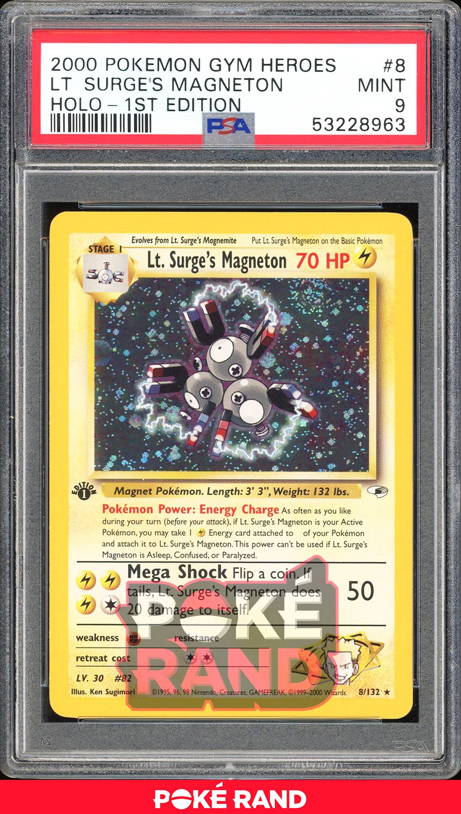 Lt. Surge'S Magneton 1St Edition - PSA 9 - Gym Heroes - #8 - Holo
