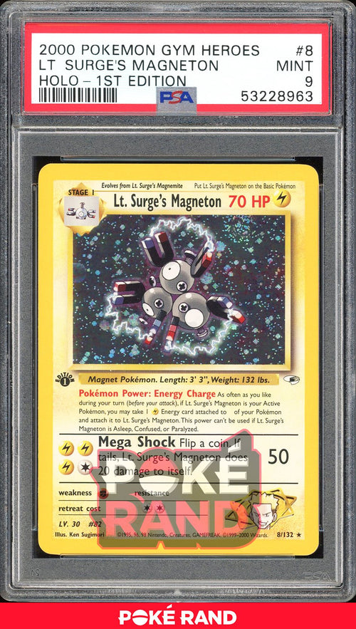 Lt. Surge'S Magneton 1St Edition - PSA 9 - Gym Heroes - #8 - Holo