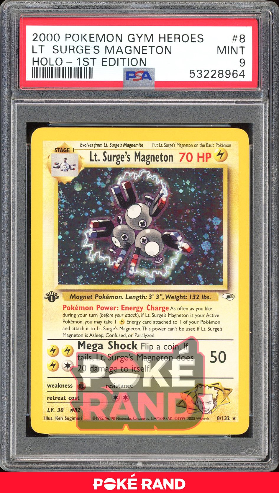 Lt. Surge'S Magneton 1St Edition - PSA 9 - Gym Heroes - #8 - Holo