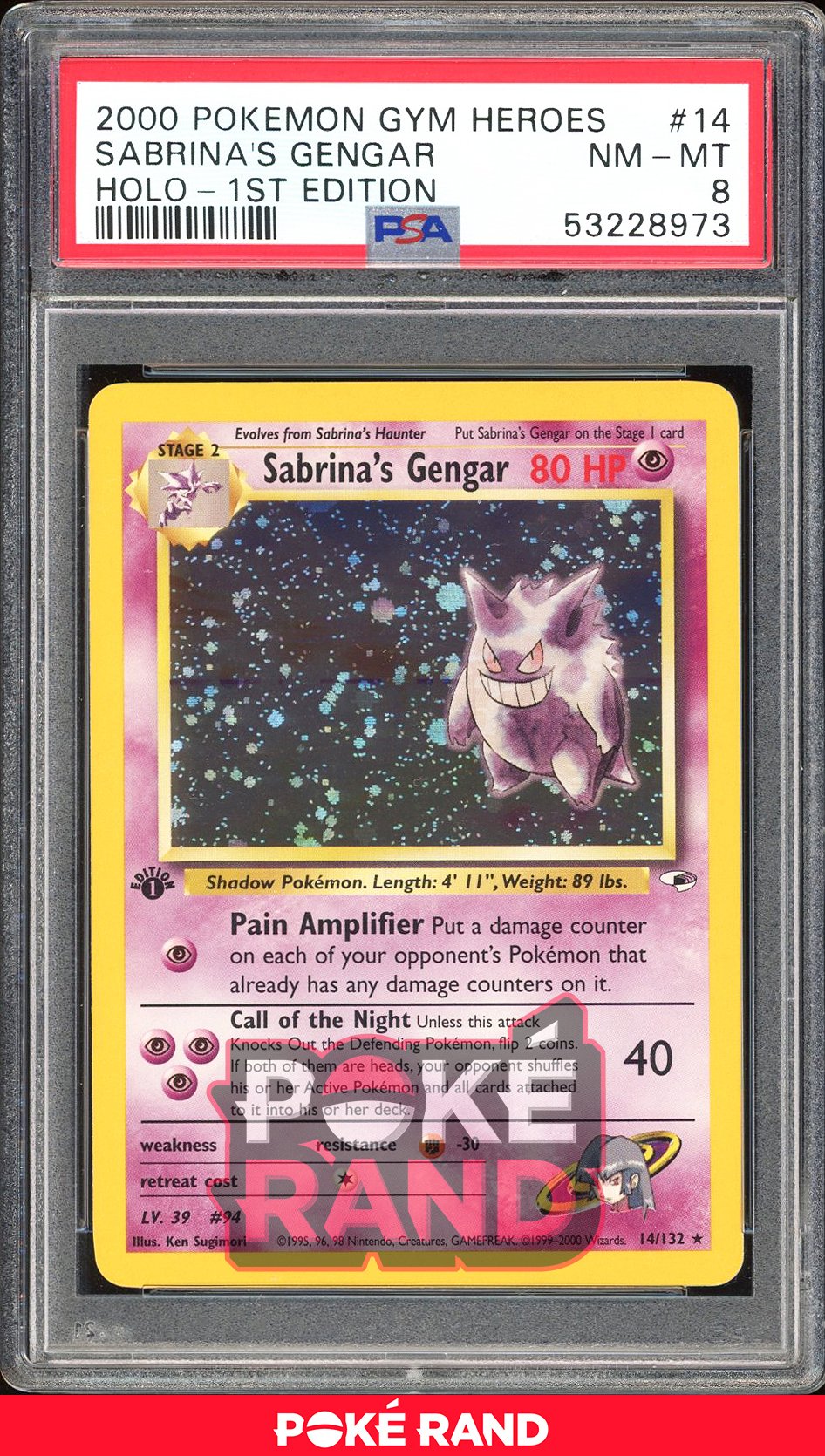 Sabrina'S Gengar 1St Edition - PSA 8 - Gym Heroes - #14 - Holo