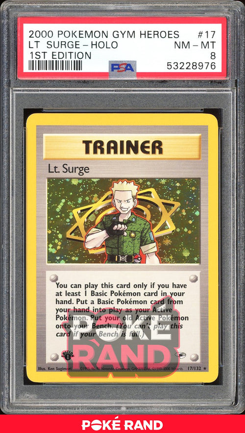 Lt. Surge 1St Edition - PSA 8 - Gym Heroes - #17 - Holo