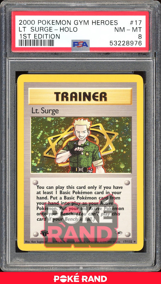 Lt. Surge 1St Edition - PSA 8 - Gym Heroes - #17 - Holo