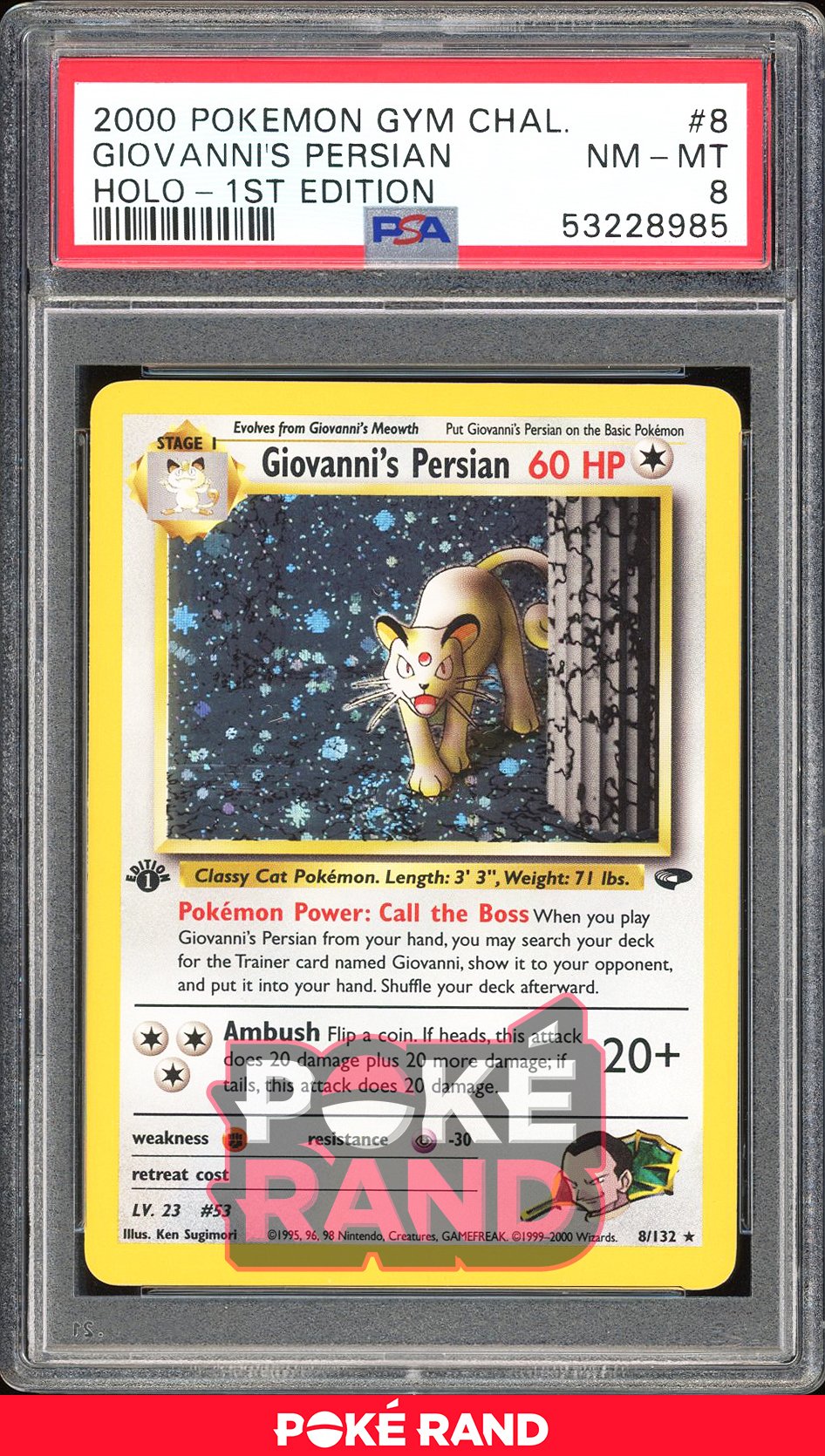 Giovanni'S Persian 1St Edition - PSA 8 - Gym Challenge - #8 - Holo