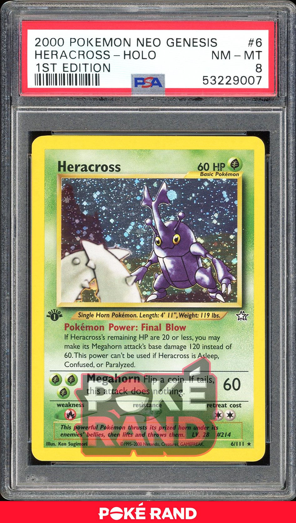 Heracross 1St Edition - PSA 8 - Neo Genesis - #6 - Holo