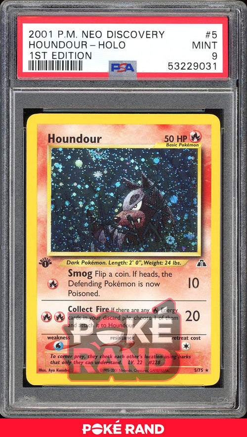 Houndour 1St Edition - PSA 9 - Neo Discovery - #5 - Holo