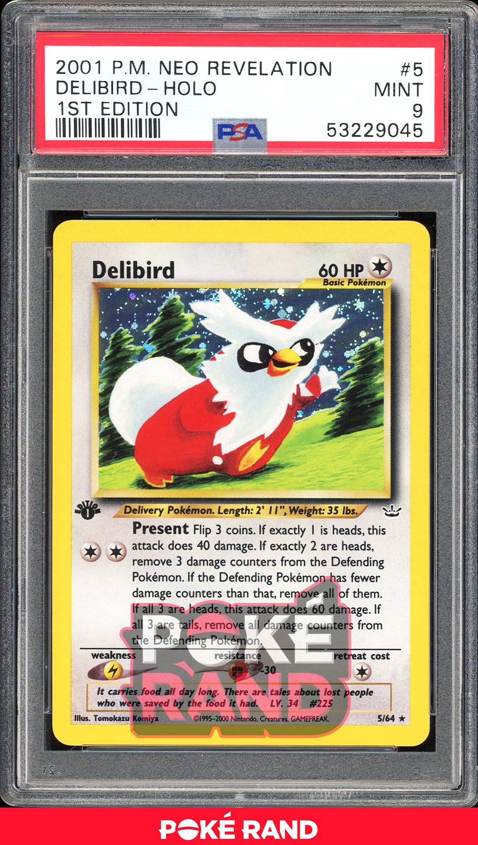 Delibird 1St Edition - PSA 9 - Neo Revelation - #5 - Holo
