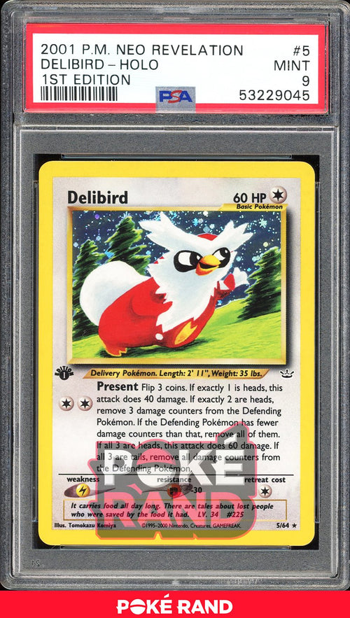 Delibird 1St Edition - PSA 9 - Neo Revelation - #5 - Holo