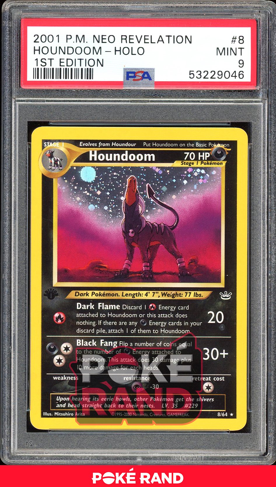 Houndoom 1St Edition - PSA 9 - Neo Revelation - #8 - Holo