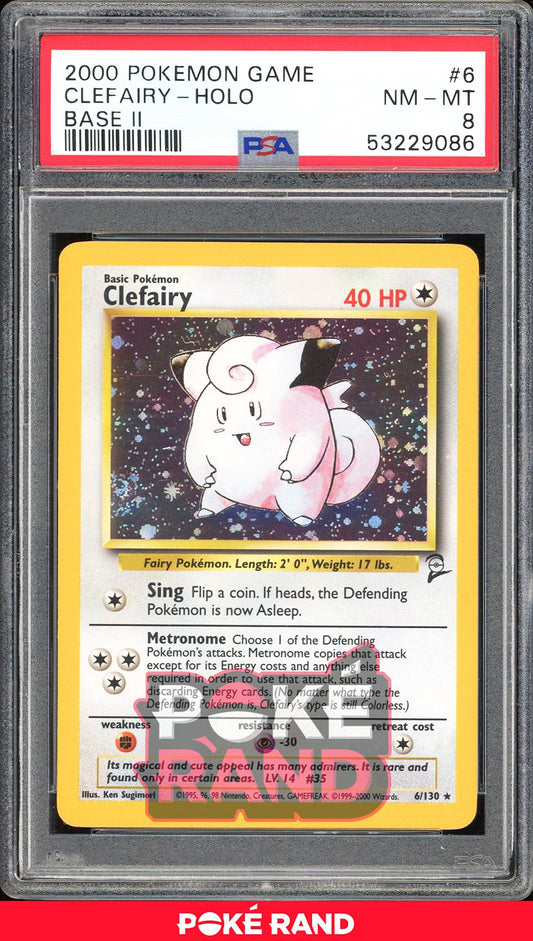 Clefairy  - PSA 8 - Base Set 2 - #6 - Holo