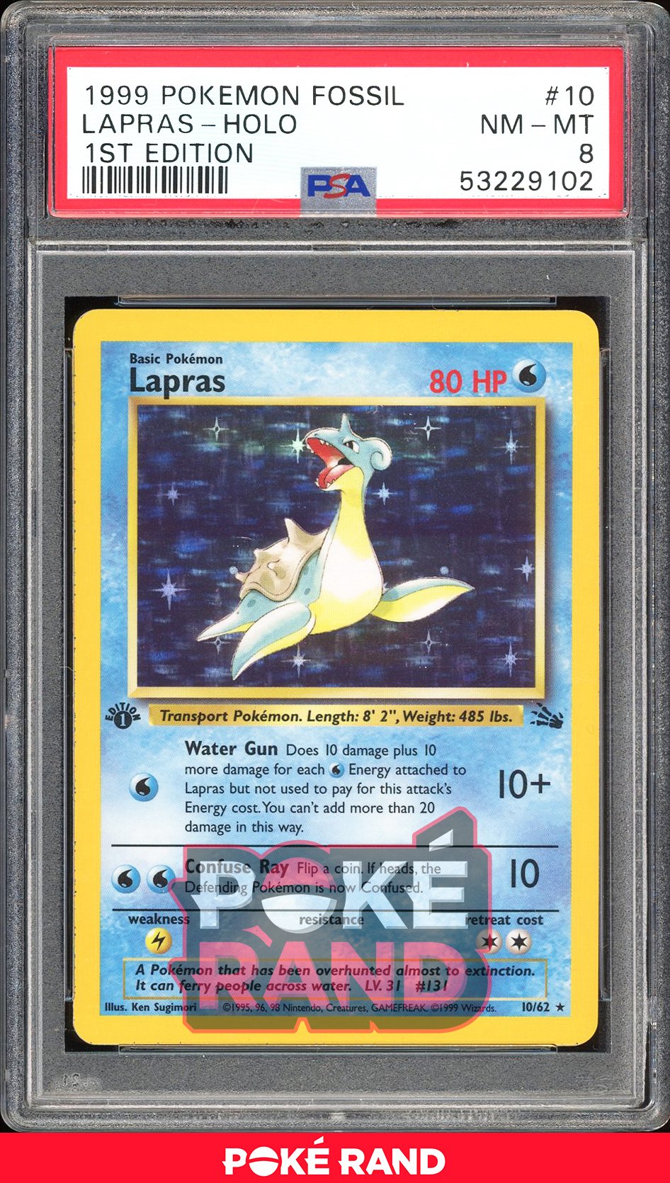 Lapras 1St Edition - PSA 8 - Fossil - #10 - Holo