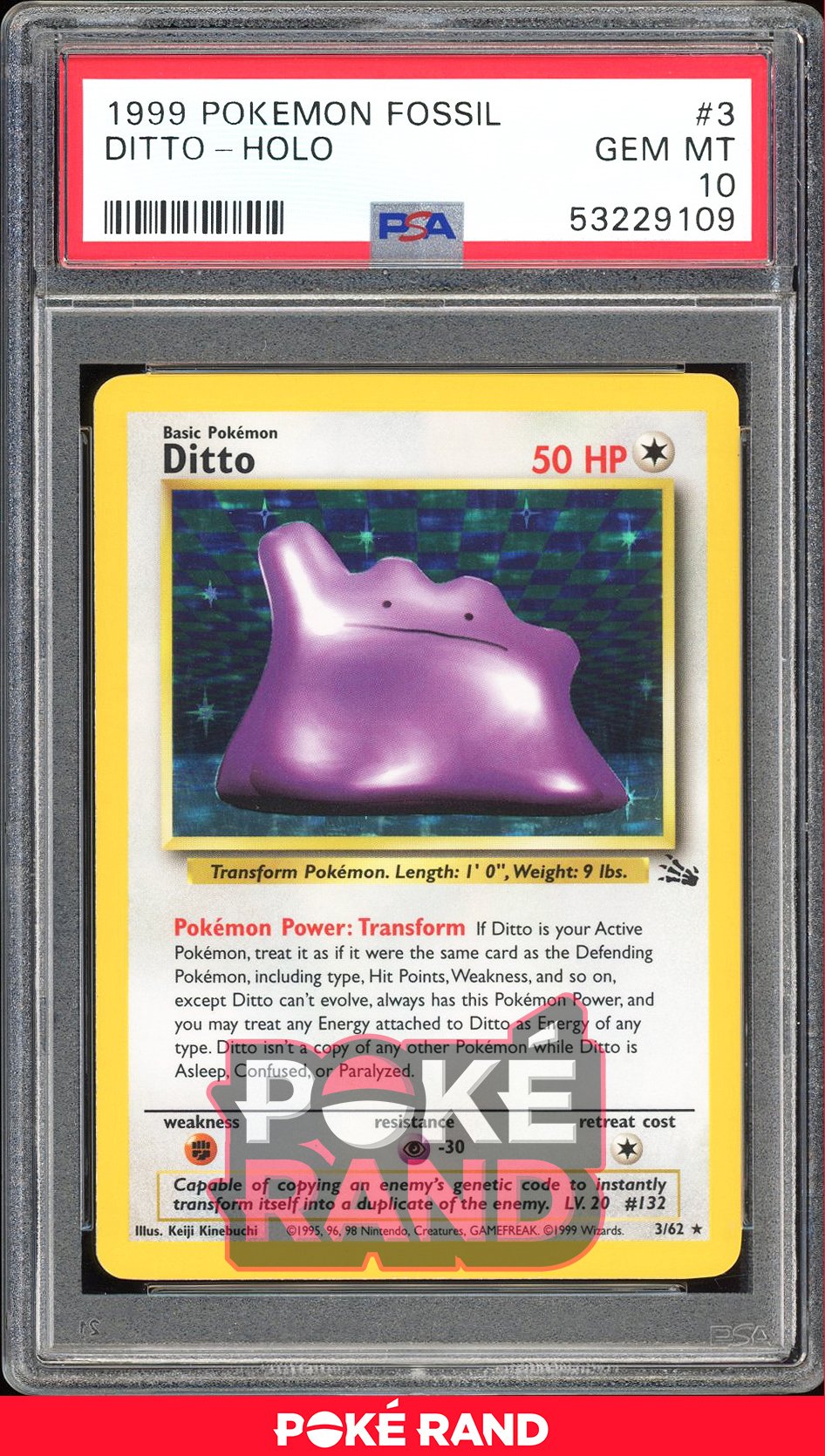 Ditto  - PSA 10 - Fossil - #3 - Holo
