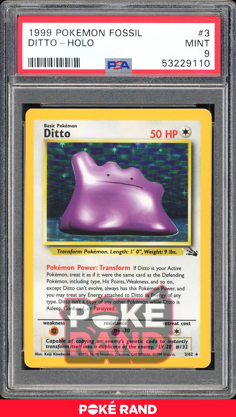 Ditto  - PSA 9 - Fossil - #3 - Holo