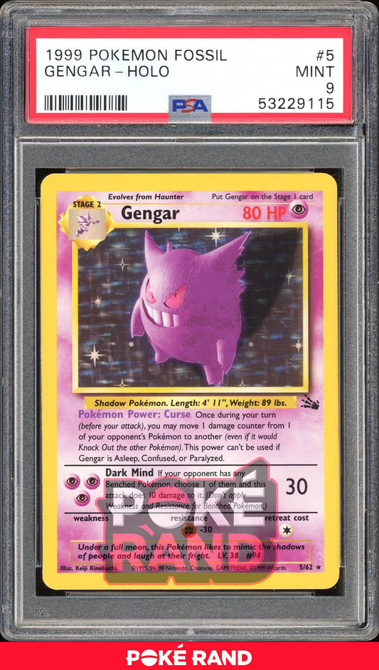 Gengar  - PSA 9 - Fossil - #5 - Holo