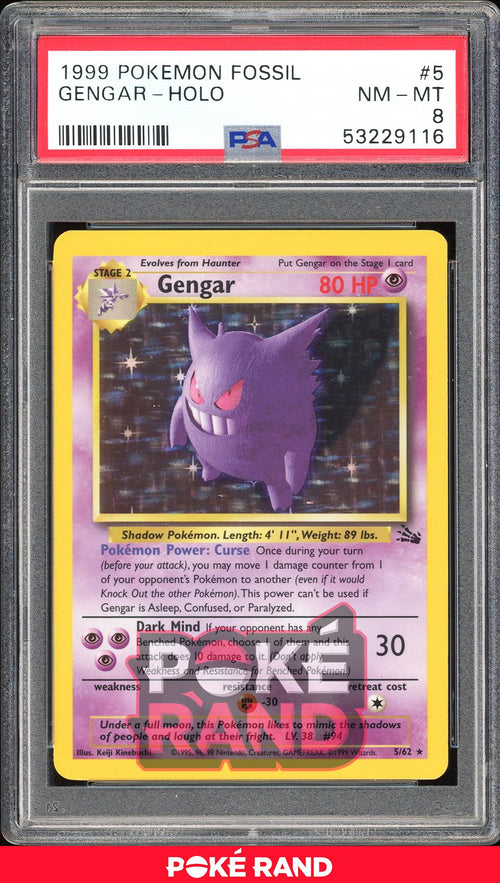 Gengar  - PSA 8 - Fossil - #5 - Holo