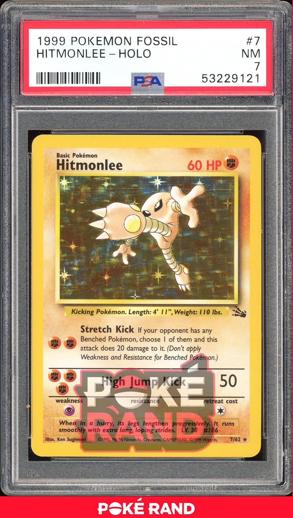 Hitmonlee  - PSA 7 - Fossil - #7 - Holo