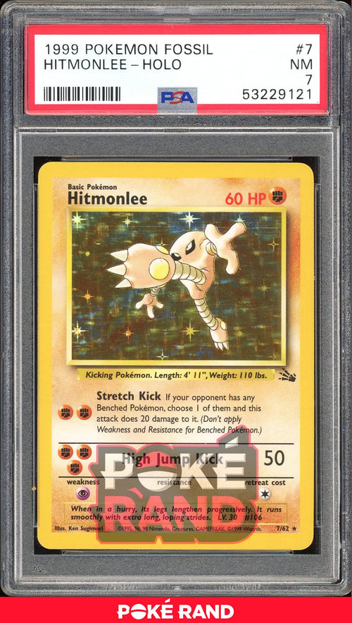Hitmonlee  - PSA 7 - Fossil - #7 - Holo