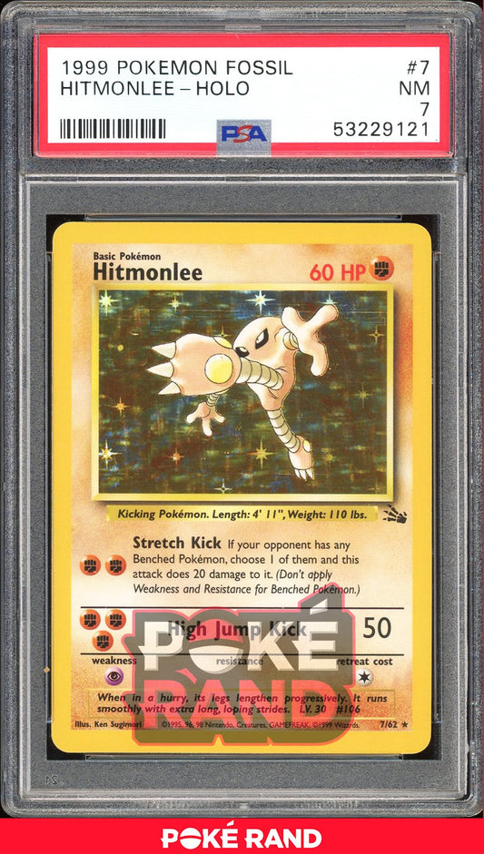 Hitmonlee  - PSA 7 - Fossil - #7 - Holo