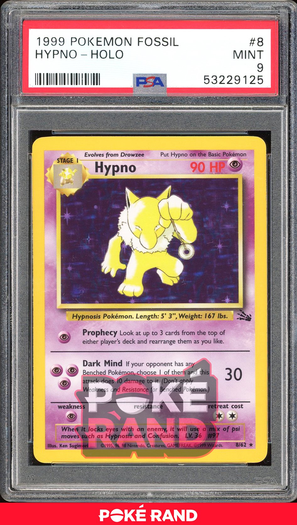 Hypno  - PSA 9 - Fossil - #8 - Holo