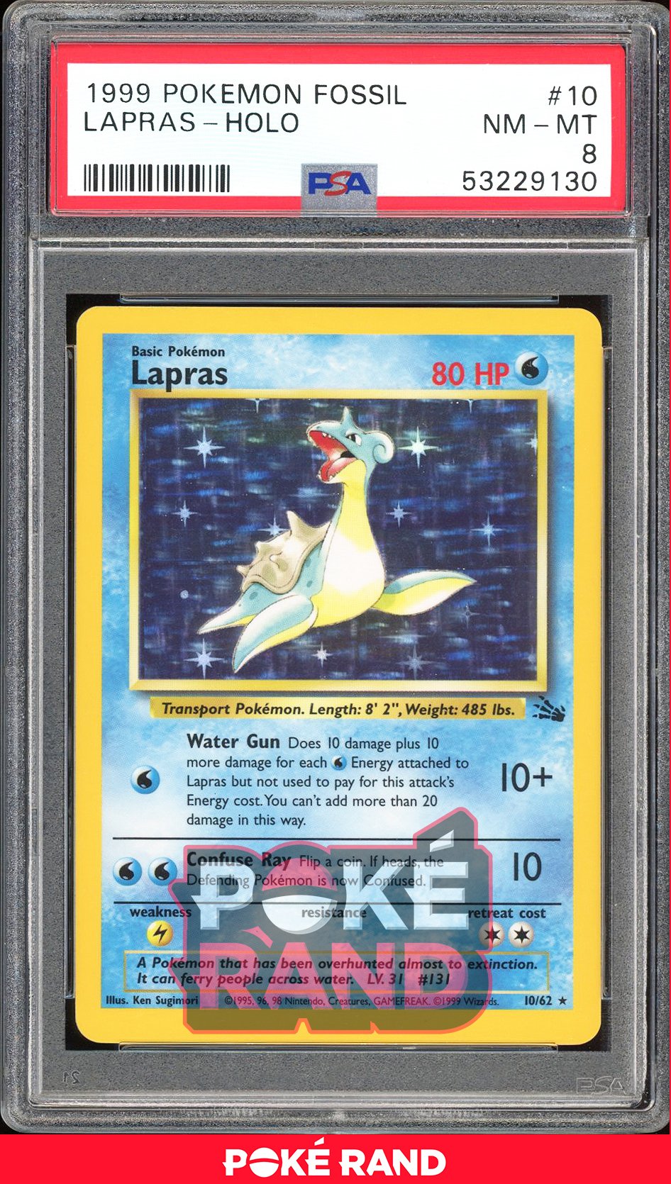 Lapras  - PSA 8 - Fossil - #10 - Holo
