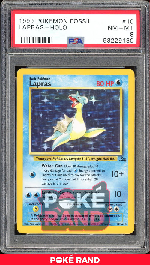 Lapras  - PSA 8 - Fossil - #10 - Holo