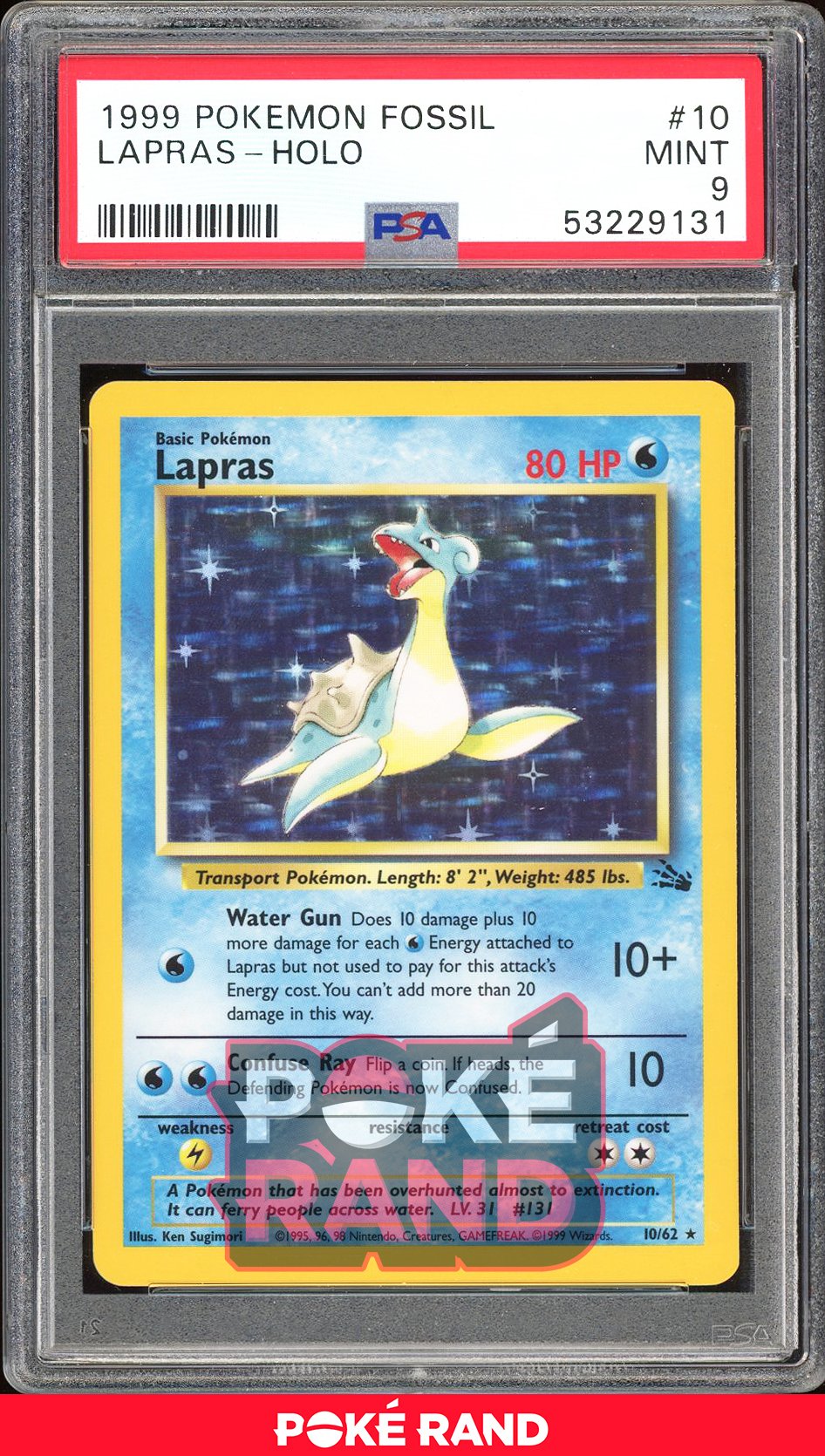 Lapras  - PSA 9 - Fossil - #10 - Holo