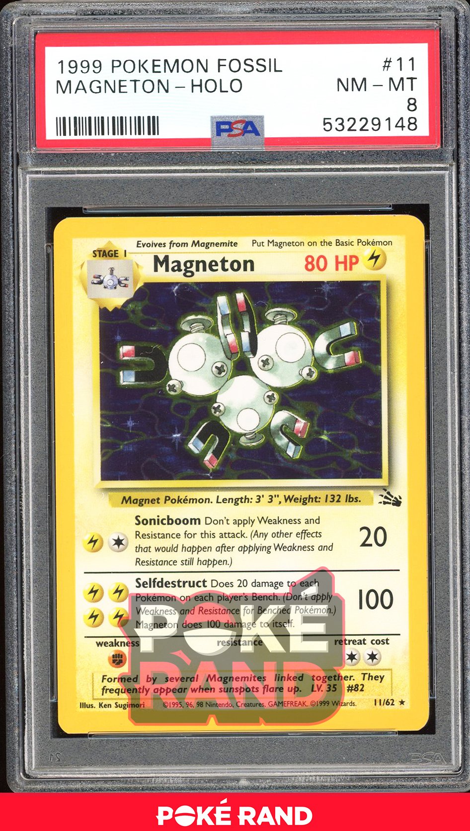 Magneton  - PSA 8 - Fossil - #11 - Holo