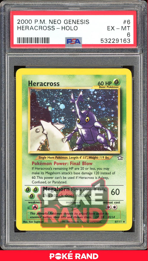 Heracross  - PSA 6 - Neo Genesis - #6 - Holo