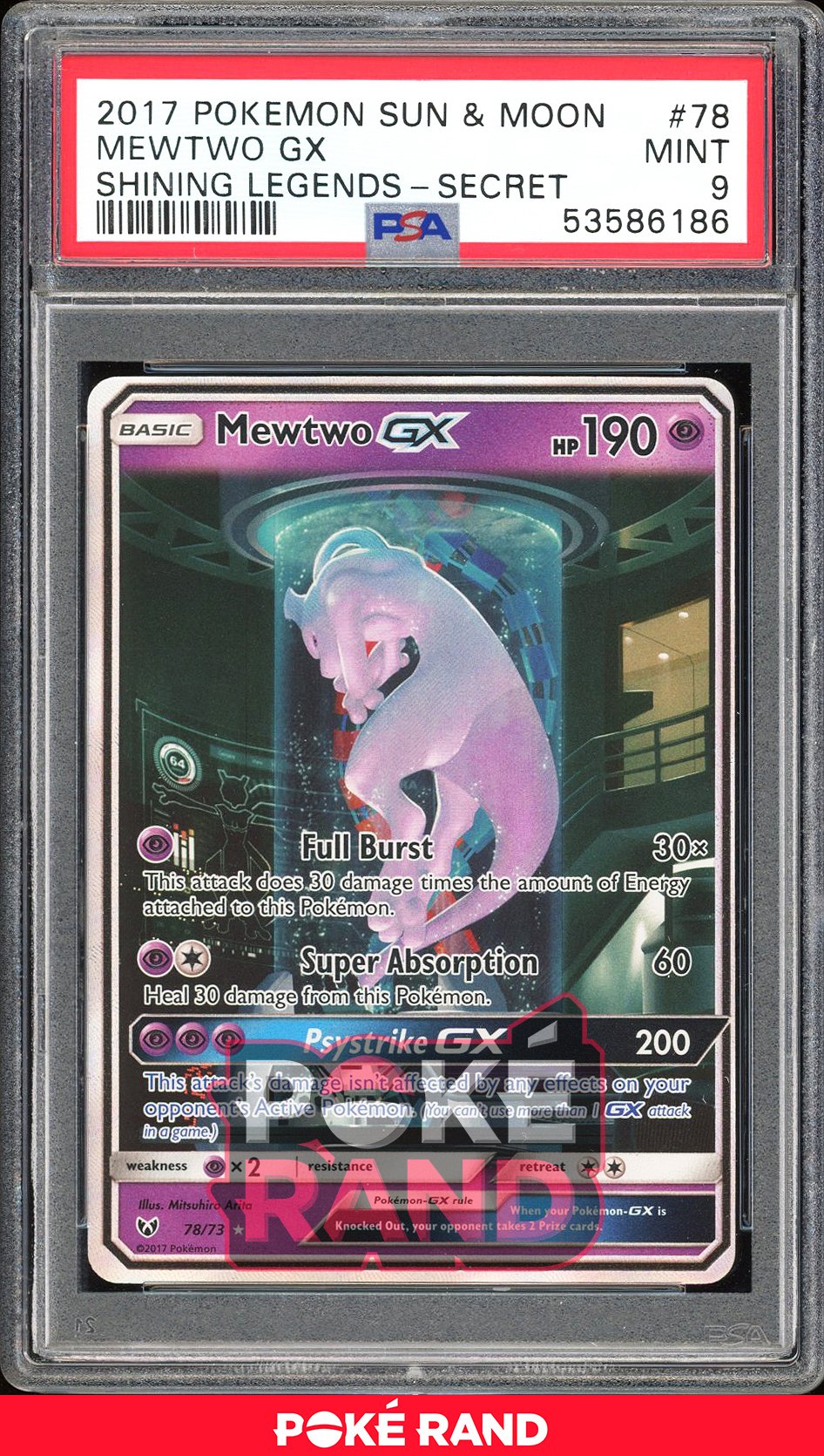 Mewtwo Gx Secret Rare - PSA 9 - Shining Legends - #78 - Holo
