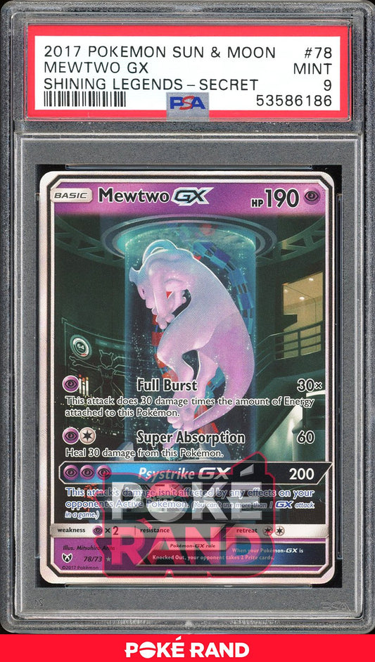 Mewtwo Gx Secret Rare - PSA 9 - Shining Legends - #78 - Holo