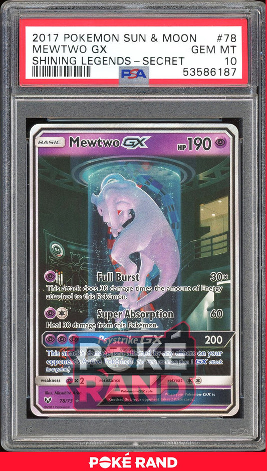 Mewtwo Gx Secret Rare - PSA 10 - Shining Legends - #78 - Holo