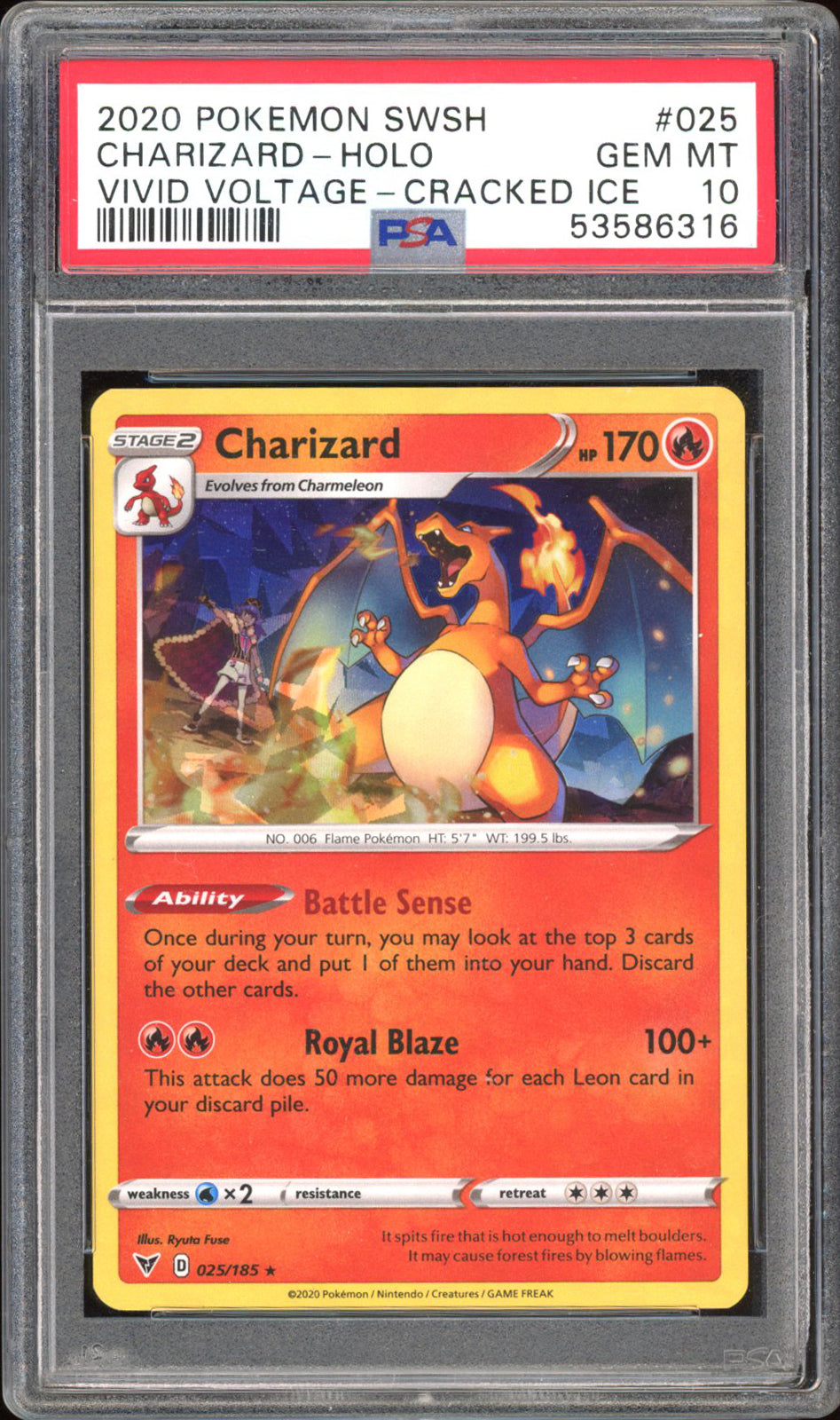 Charizard 025/185 - PSA 10 - Cracked Ice Holo