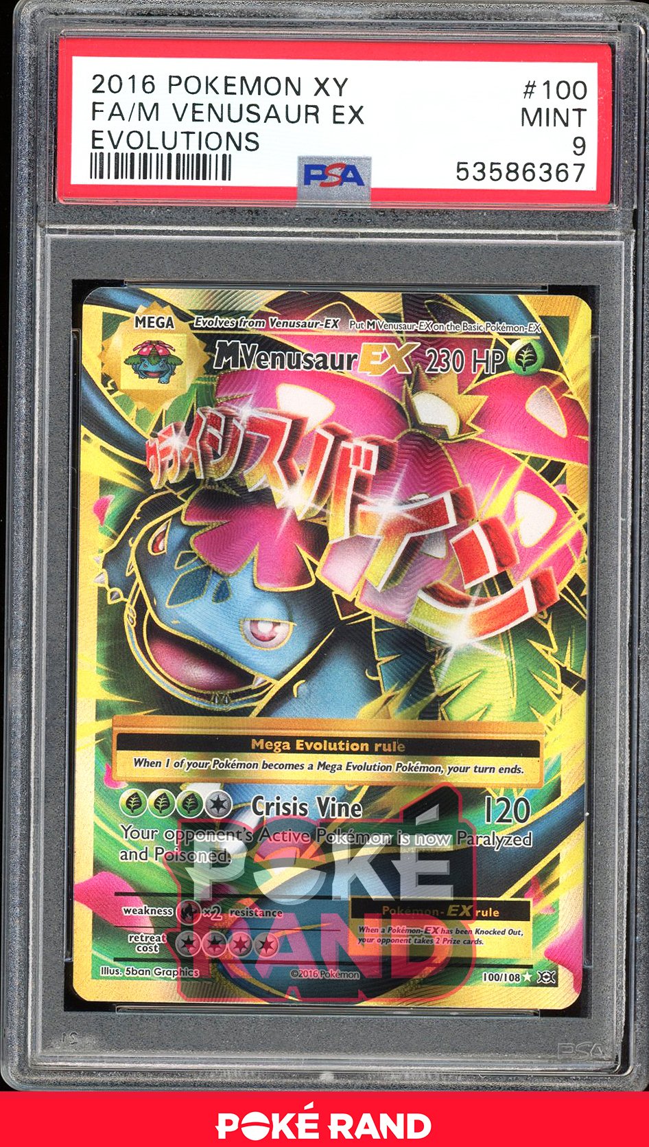 M Venusaur Ex  - PSA 9 - Evolutions - #100 - Holo