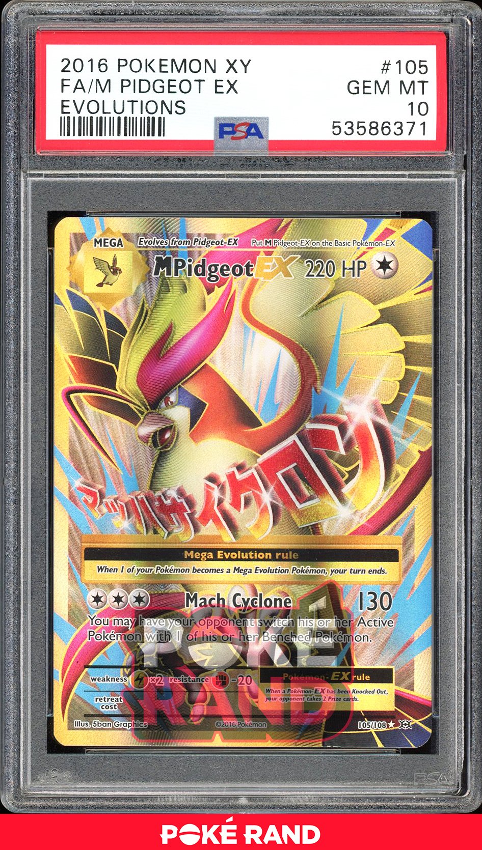 M Pidgeot Ex  - PSA 9 - Evolutions - #105 - Holo