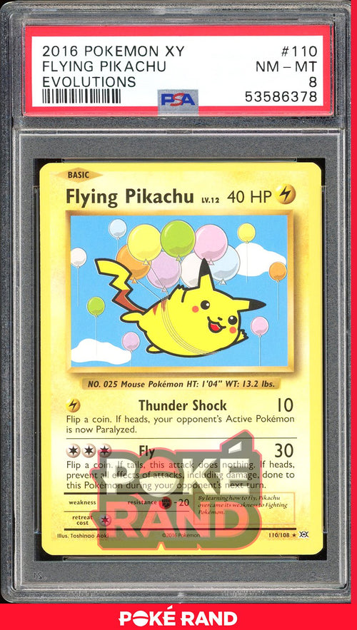 Flying Pikachu  - PSA 8 - Evolutions - #110 - Non Holo