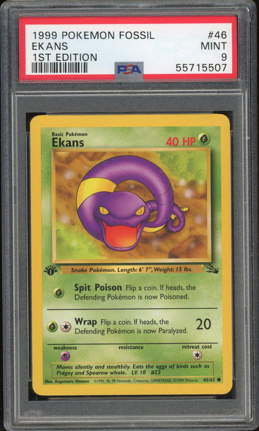 Ekans 46/62 - PSA 9 - Fossil 1st Edition